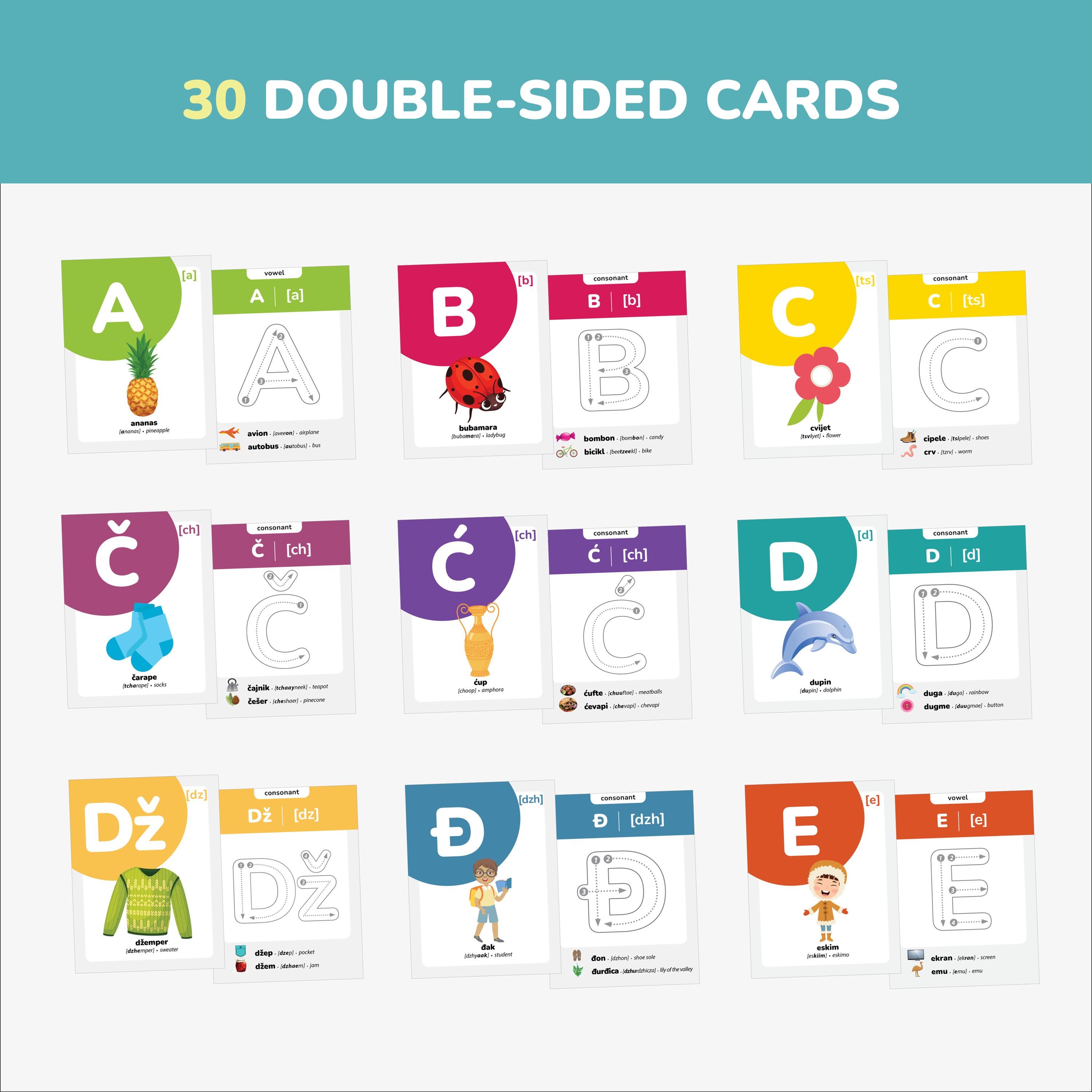 Croatian Alphabet Flashcards Tracing Croatian Letters Language Croatian ...