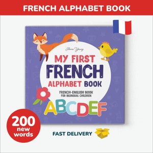 French Alphabet Book First Teach French Words Bilingual Education Learn French Children&#39;s book Kids Learn French Parents
