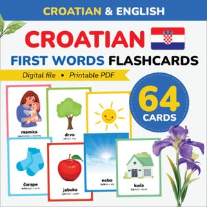 Kroatische erste Wörter lernen kroatische Sprache Kroatisch Wortschatz druckbare zweisprachige Karten mit Betonungen Kroatisch Vokabelkarte