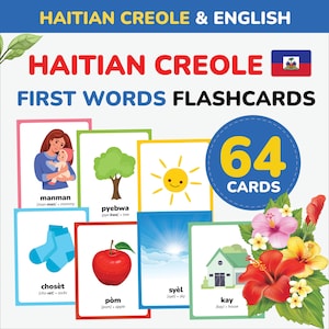 Schede didattiche in creolo haitiano Le prime parole in creolo imparano la lingua creola haitiana Vocabolario creolo stampabile Vocabolario per bambini Regalo Scuola materna Insegnamento