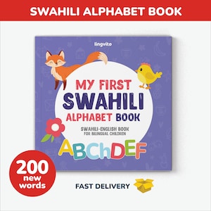 Swahili Alphabet Book First Teach Swahili Words Bilingual Education Learn Swahili Children book Kid Learn African gift