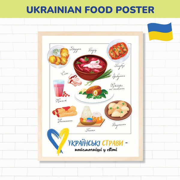Ukrainian food art Ukrainian cuisine poster Ukraine Food Prints Ukrainian restaurant poster Ukrainian mom gift Kitchen poster fun home decor