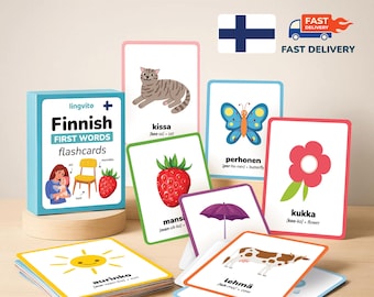 PRINTED Finnish flashcards first words Finnish Language Learn Finnish Baby Gift vocabulary Finnish Letters Preschool kid Teacher Finland