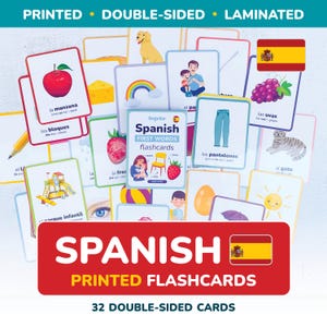 PRINTED Spanish flashcards first words Spanish Language Learn Spanish Baby Gift vocabulary Spanish Letters Preschool kid Teacher Spain gift