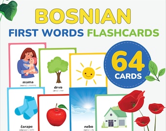 Bosnian first words flashcards learn Bosnian Language Bosnian vocabulary printable Bilingual Cards with Pronunciations Bosnian flashcard