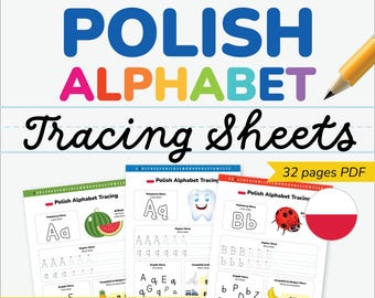 Polish Alphabet Tracing Worksheets Handwriting Practice Sheets for Kids Printable PDF Learn Polish Letter Preschool Homeschool Activity Page