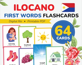 DIGITAL Ilocano first words flashcards learn Ilocano Language Ilocano vocabulary printable Alphabet Ilocano Mom gift Preschool Philippines