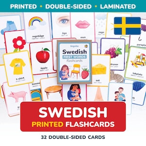 Flashcards suecos IMPRESSOS primeiras palavras Língua sueca Aprenda sueco Vocabulário para bebês Letras suecas Presente para crianças Pré-escola Sueco Baixar