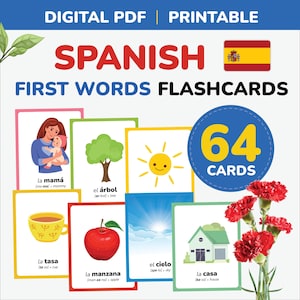 Tarjetas de vocabulario en español: primeras palabras, aprender español, vocabulario en español, alfabeto español, regalo para mamá española, regalo para niños, profesor de preescolar