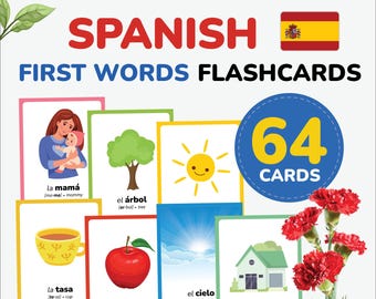 Spanish flashcards first words learn Spanish Language Spanish vocabulary printable Spanish Alphabet Spanish Mom kid gift Preschool teacher