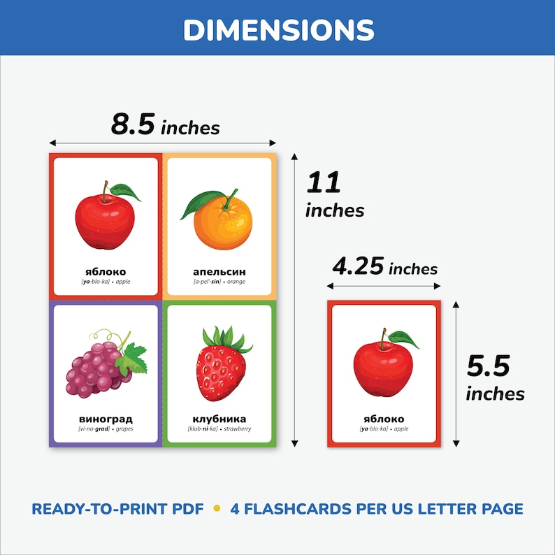 Digital Russian flashcards for children – teach first Russian words, letters, and vocabulary in a fun and educational way