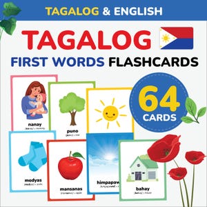 Tagalog first words flashcards learn Tagalog Language Tagalog vocabulary printable Tagalog Alphabet Preschool Philippines gift Filipino kids