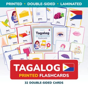 Tarjetas didácticas impresas en tagalo Primeras palabras Idioma tagalo Aprender tagalo Bebé Vocabulario Letras en tagalo Niño en edad preescolar Profesor Filipinas