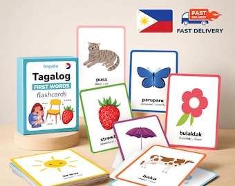 PRINTED Tagalog flashcards first words Tagalog Language Learn Tagalog Baby Gift vocabulary Tagalog Letters Preschool kid Teacher Philippines