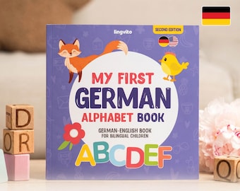 German Alphabet Book First Teach German Words Bilingual Education Learn German Children's book Kids Learn German Parents language gift kids