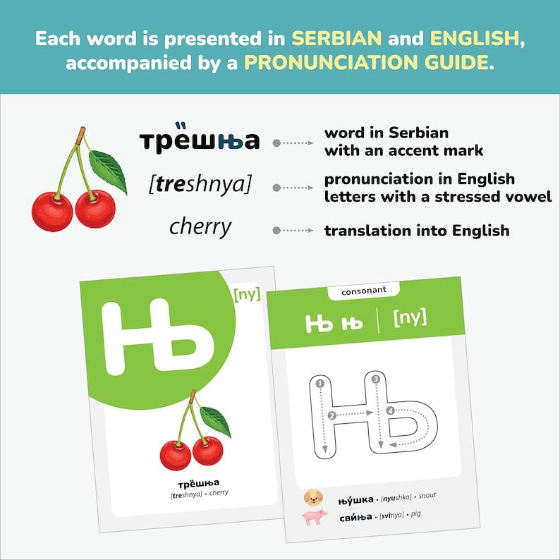 Serbian Cyrillic Alphabet Flashcards Tracing Serbian Letters Serbian ...