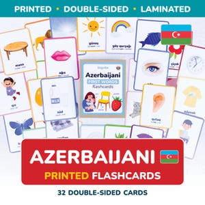PRINTED Azerbaijani flashcards first words Azerbaijani Language Learn Azerbaijani Baby Gift vocabulary Azerbaijani Letters Preschool Teacher