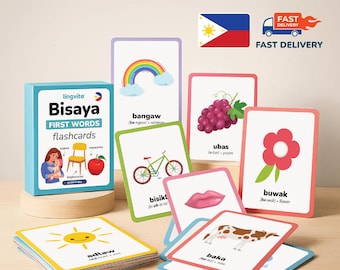 DRUKOWANE fiszki Bisaya pierwsze słowa Bisaya nauka języka Bisaya prezent dla dziecka słownictwo Bisaya litery dzieci nauczyciel w wieku przedszkolnym Bisaya prezent