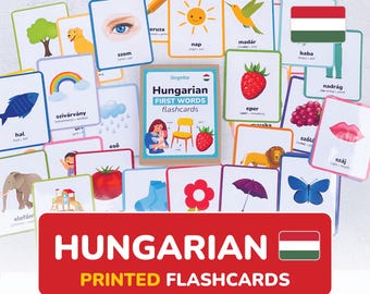 PRINTED Hungarian flashcards first words Hungarian Language Learn Hungarian Baby Gift vocabulary Hungarian Letters Preschool Teacher Gift