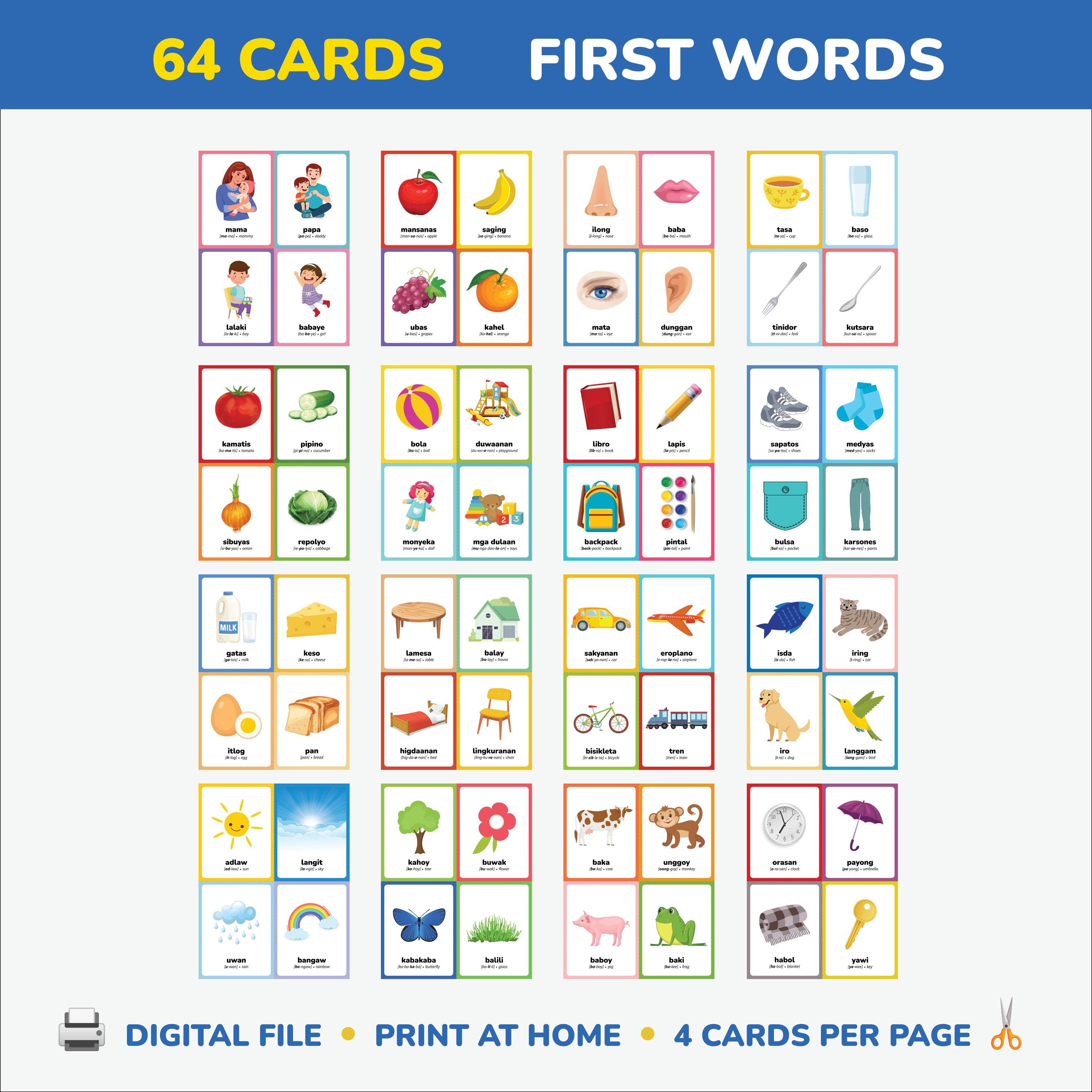 Cebuano First Words Flashcards Learn Cebuano Language Cebuano ...