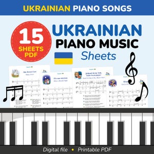 Ukrainian piano sheet music for beginners easy piano songs for kids digital music book childrens piano music folk and Christmas songs pdf