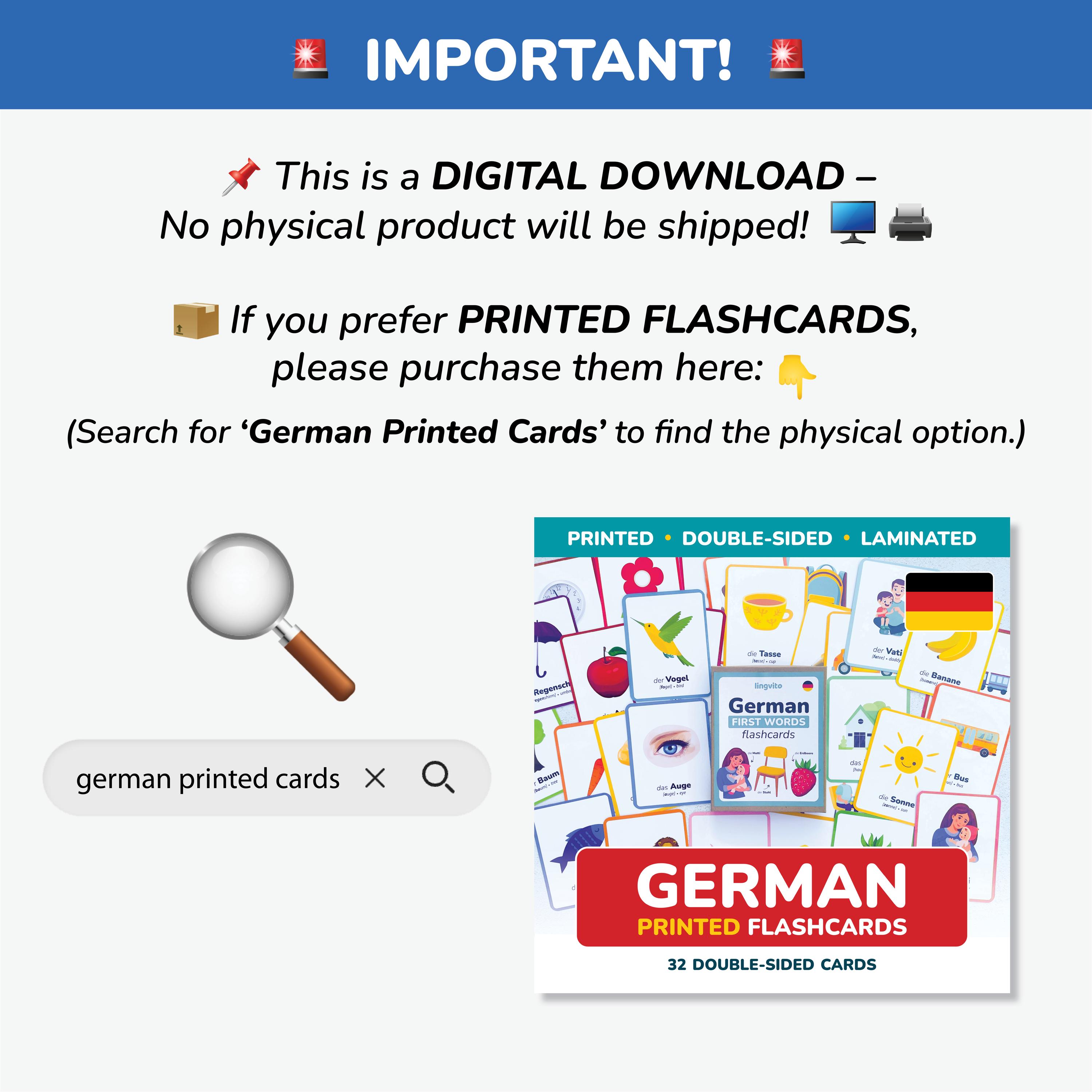 German First Words Flashcards Learn German Language German Vocabulary ...