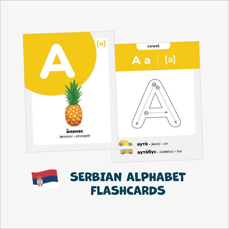 Serbian Cyrillic Alphabet Flashcards Tracing Serbian Letters Serbian ...
