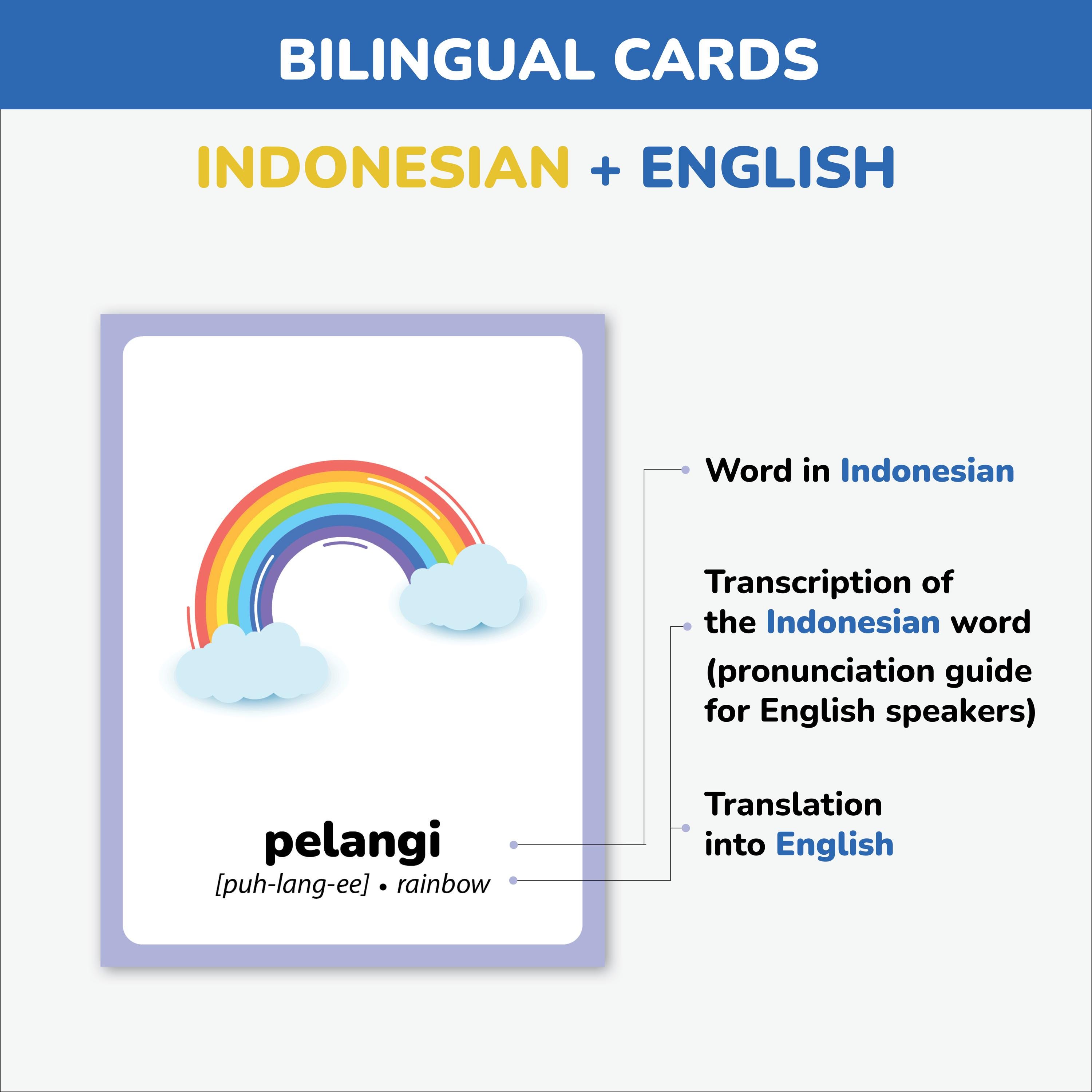 Indonesian First Words Flashcards Learn Indonesian Language Vocabulary ...