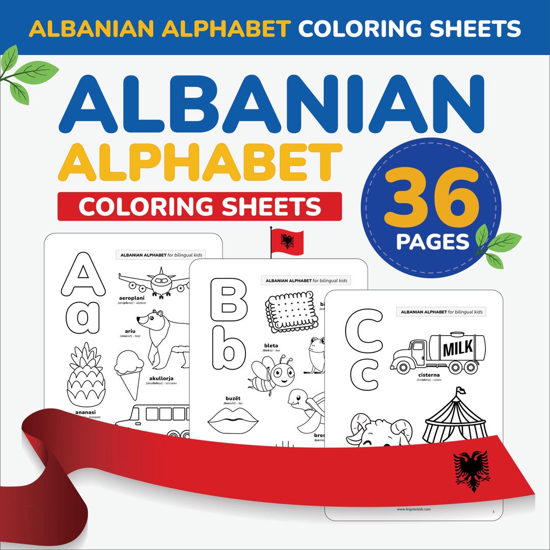 Albanian Alphabet Coloring Sheets Tracing Letter Font