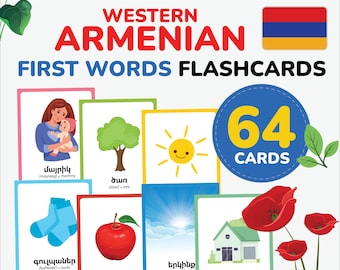Western Armenian first words flashcards digital learn Western Armenian Language Armenian vocabulary printable Baby vocabulary Gift Preschool