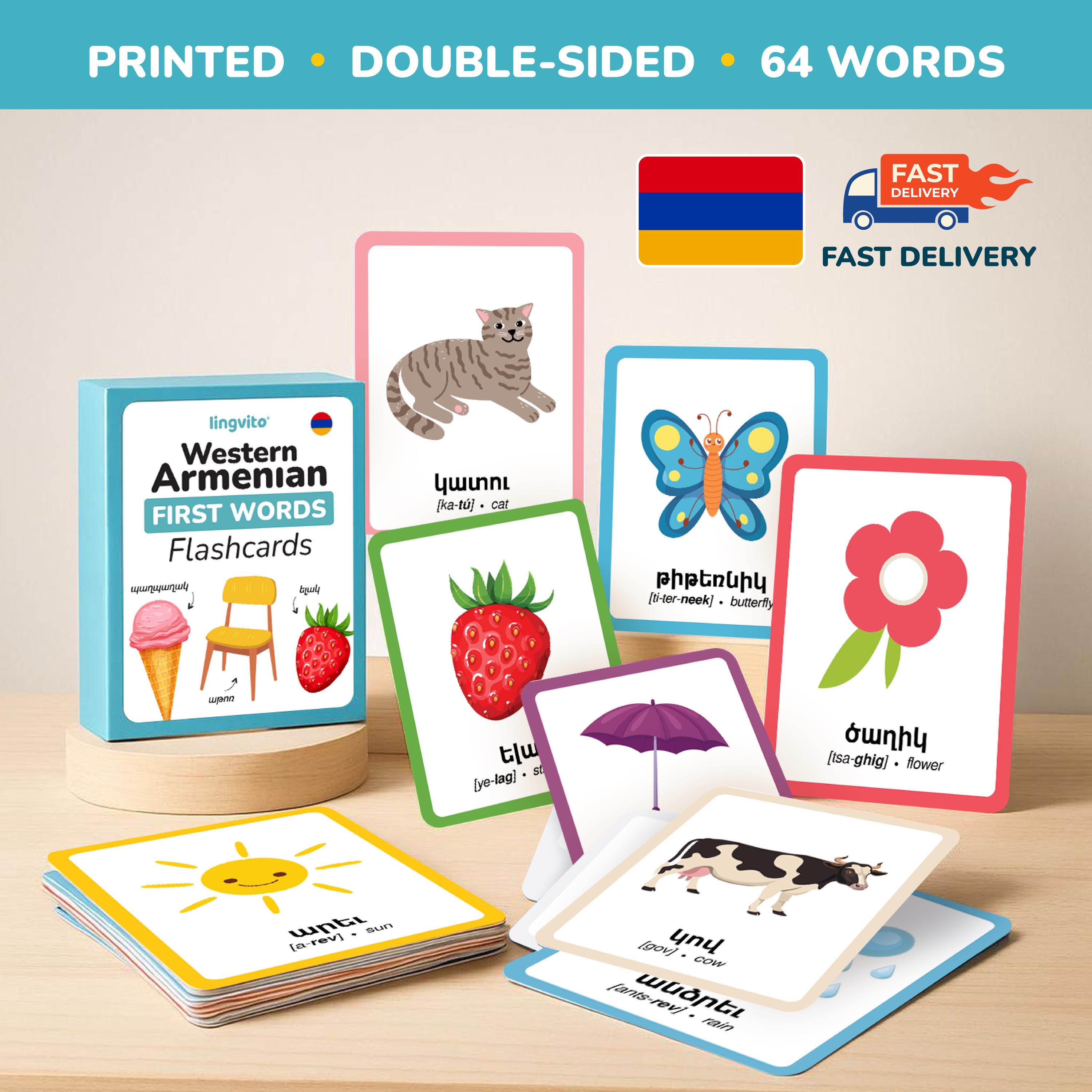 PRINTED Western Armenian Flashcards First Words Westernarmenian