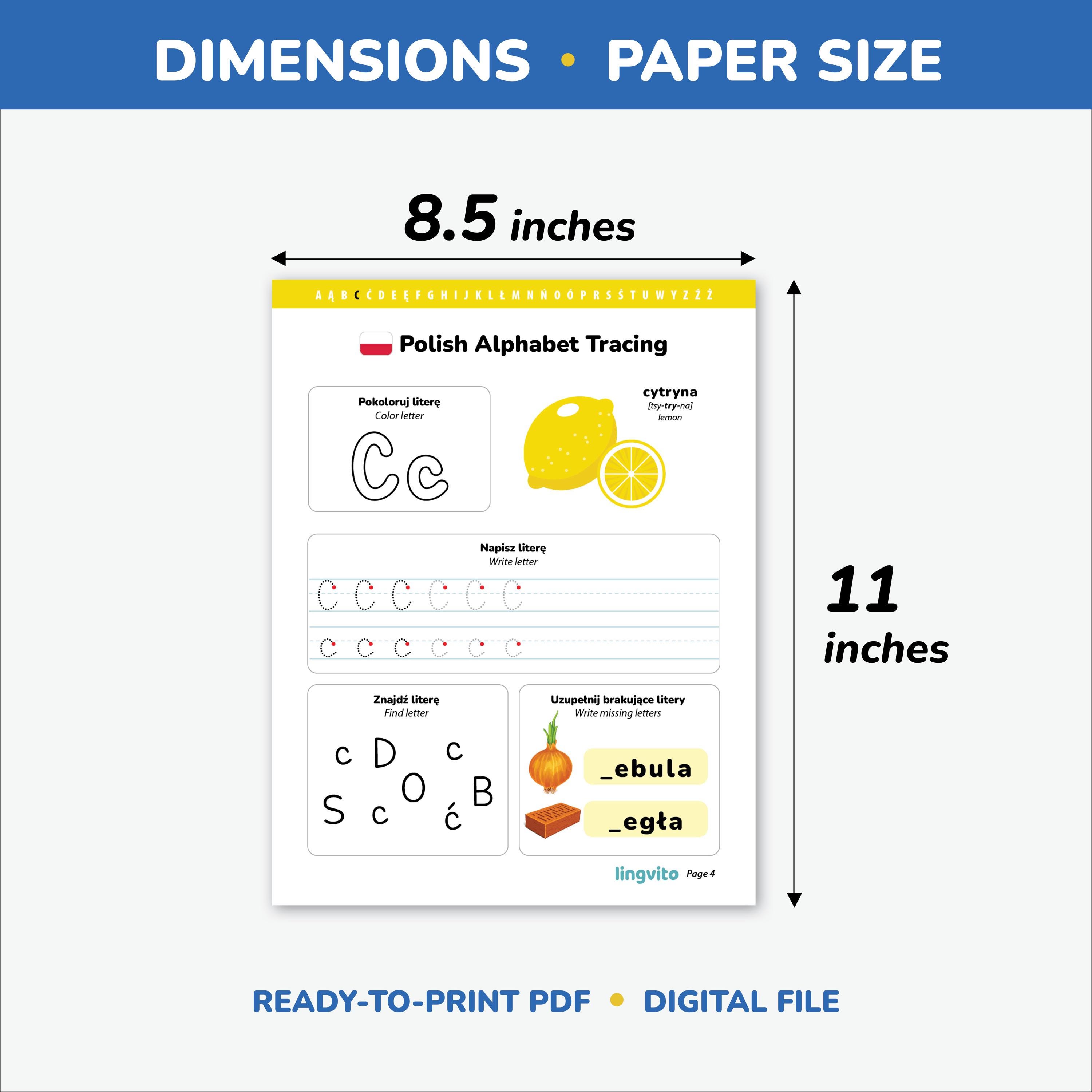 Polish Worksheets.pdf Polish Alphabet Tracing Worksheets Handwriting Practice Sheets for Kids ...