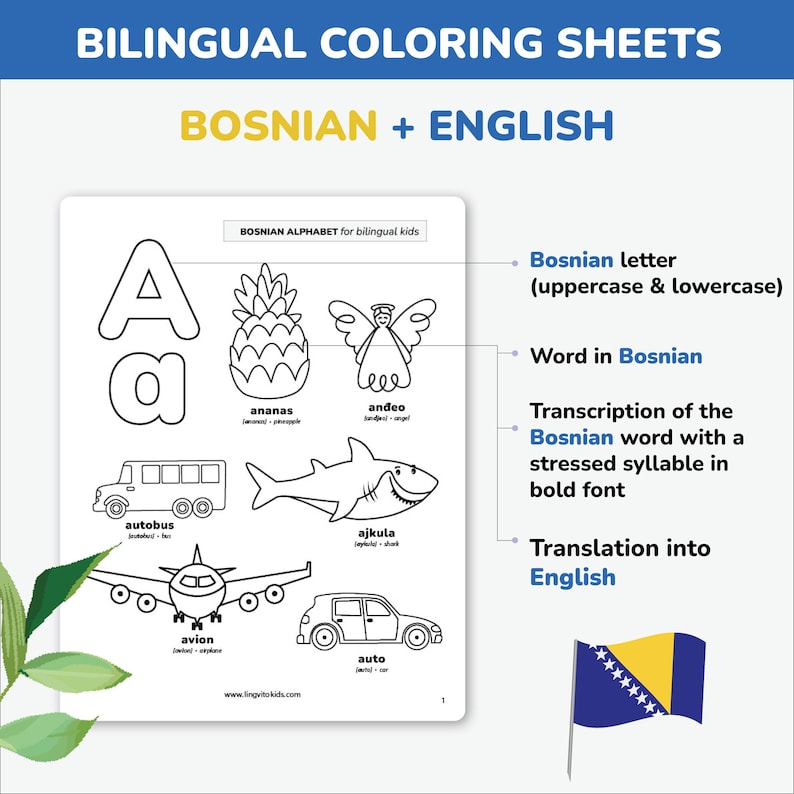 Bosnian Alphabet Coloring Sheets Tracing Letter Font Bosnian Printable ...