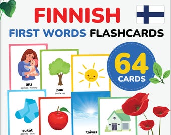 Finnish first words flashcards learn Finnish Language Finnish vocabulary printable Finnish Alphabet Finnish Mom Preschool Finnish gift kids