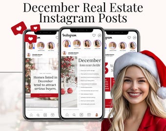 Holiday Real Estate Content Calendar With Captions Guide Instagram Templates For Realtors December Marketing Bundle For Agents Posting Daily