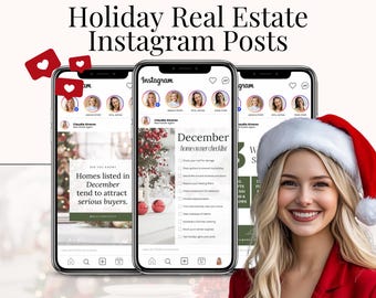 December Real Estate Instagram Posts With Captions Guide Holiday Social Media Templates For Realtors Daily Content Calendar Bundle