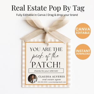 Editable Fall Pop By Tag For Real Estate Agents Canva Realtor Marketing Template Thanksgiving Gift Tag Autumn Door Drop Instant Download
