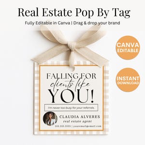 Editable Fall Pop By Tag For Real Estate Agents Canva Realtor Marketing Template Thanksgiving Gift Tag Autumn Door Drop Instant Download