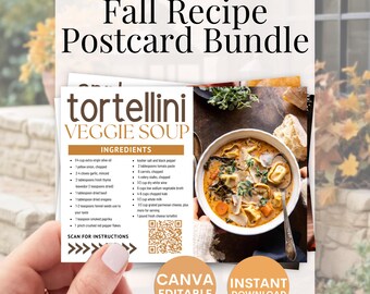 Editable Real Estate Recipe Postcard Fall Canva Template Thanksgiving Client Gift Instant Download Autumn Marketing for Realtors to Print