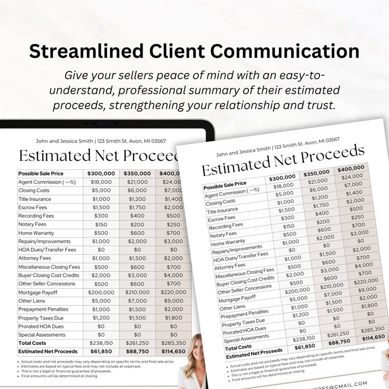 Sellers Net Proceeds Sheet Real Estate Net Sheet Home Seller Net