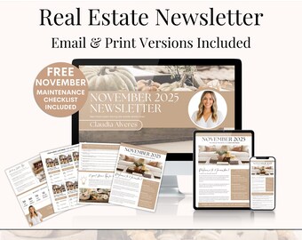 November Real Estate Newsletter Template, Client Mailer (Digital Download)
