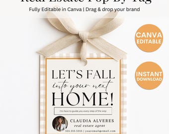 Fall Real Estate Pop By Tag: Thanksgiving Realtor Marketing (Canva Editable, Digital Download)