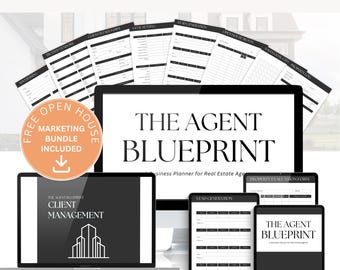 Real Estate Business Planner Digital Realtor Organizer With Open House Marketing Bundle For Agents To Plan Track Schedule And Grow