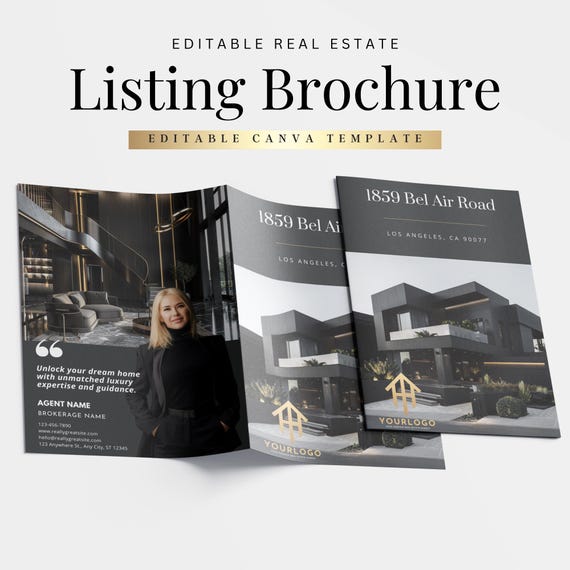 Luxury Real Estate Listing Brochure, Canva Template