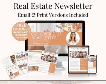 October Real Estate Newsletter Template Realtor Email Template Printable Client Mailer Editable Market Update Fall Marketing
