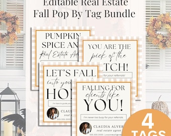 Editable Fall Pop By Tag For Real Estate Agents Canva Realtor Marketing Template Thanksgiving Gift Tag Autumn Door Drop Instant Download