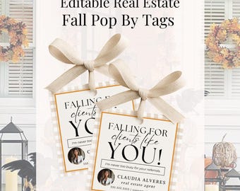 Pop By Gift Tag Editable Fall Real Estate Marketing Canva Tag For Realtors Thanksgiving Autumn Client Door Drop Open House Gift Download