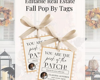 Fall Pop By Tag for Realtors | Editable Thanksgiving Gift (Canva Download)