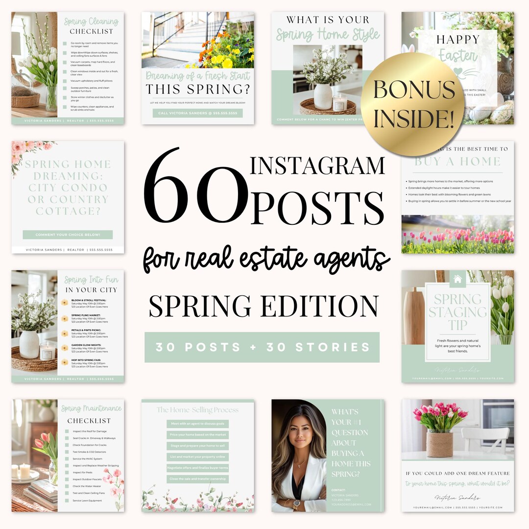 Spring Realtor Image Editable Spring Real Estate Marketing Instagram Templates Realtor ...