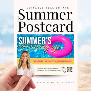Grundbesitz-Postkarte Sommer-Immobilien-Postkarte Sommer Sommer-Postkarten für Grundbesitz Canva Template Sommer-Immobilien-Vermarktung Landwirtschaft